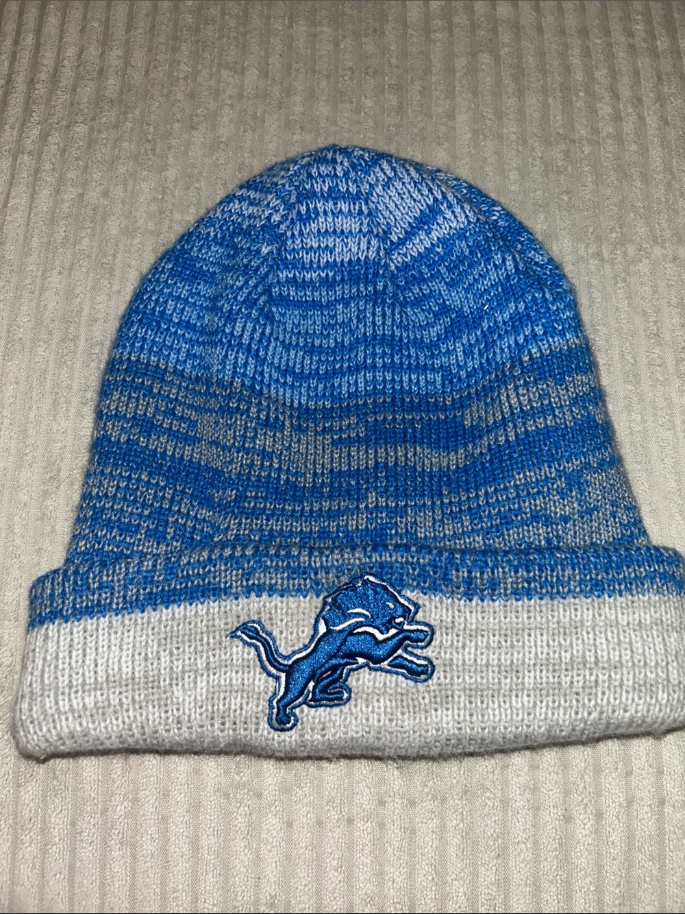 Detroit Lions Blue & Gray Knit Cuffed Beanie